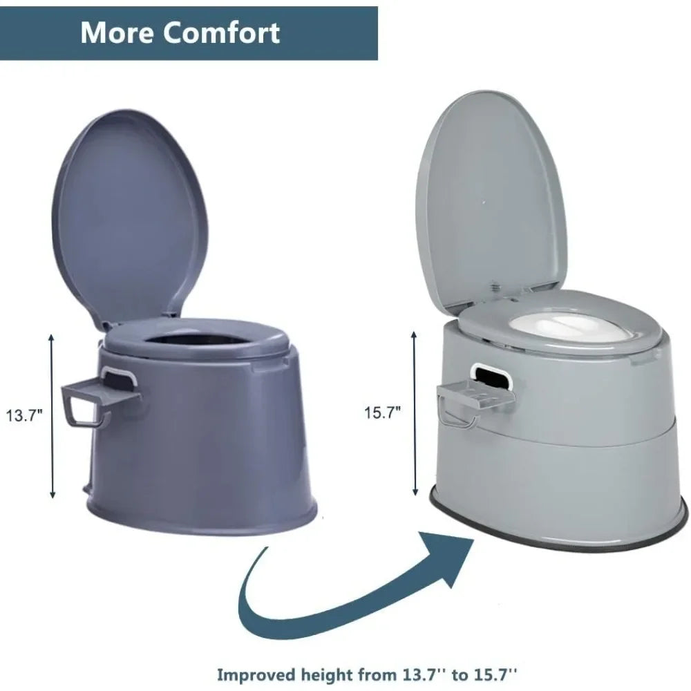 Portable Toilet Camping Commode with Detachable Inner Bucket Removable Paper Holder