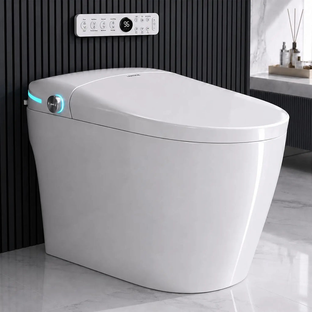 Modern Electric Smart Toilet With Built-In Bidet,Auto Open&Close Lid,Heated Seat,Dual Auto Flush & Foot Sensor, Custom