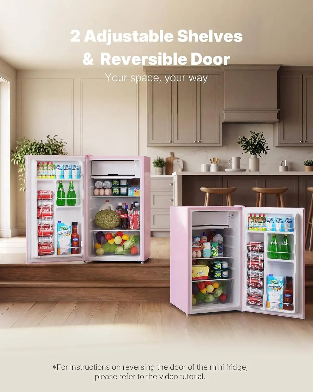 3.2 Cu.Ft Mini Fridge with Freezer, Single Door Compact Refrigerator, Adjustable Thermostat, Small Refrigerator for, Custom