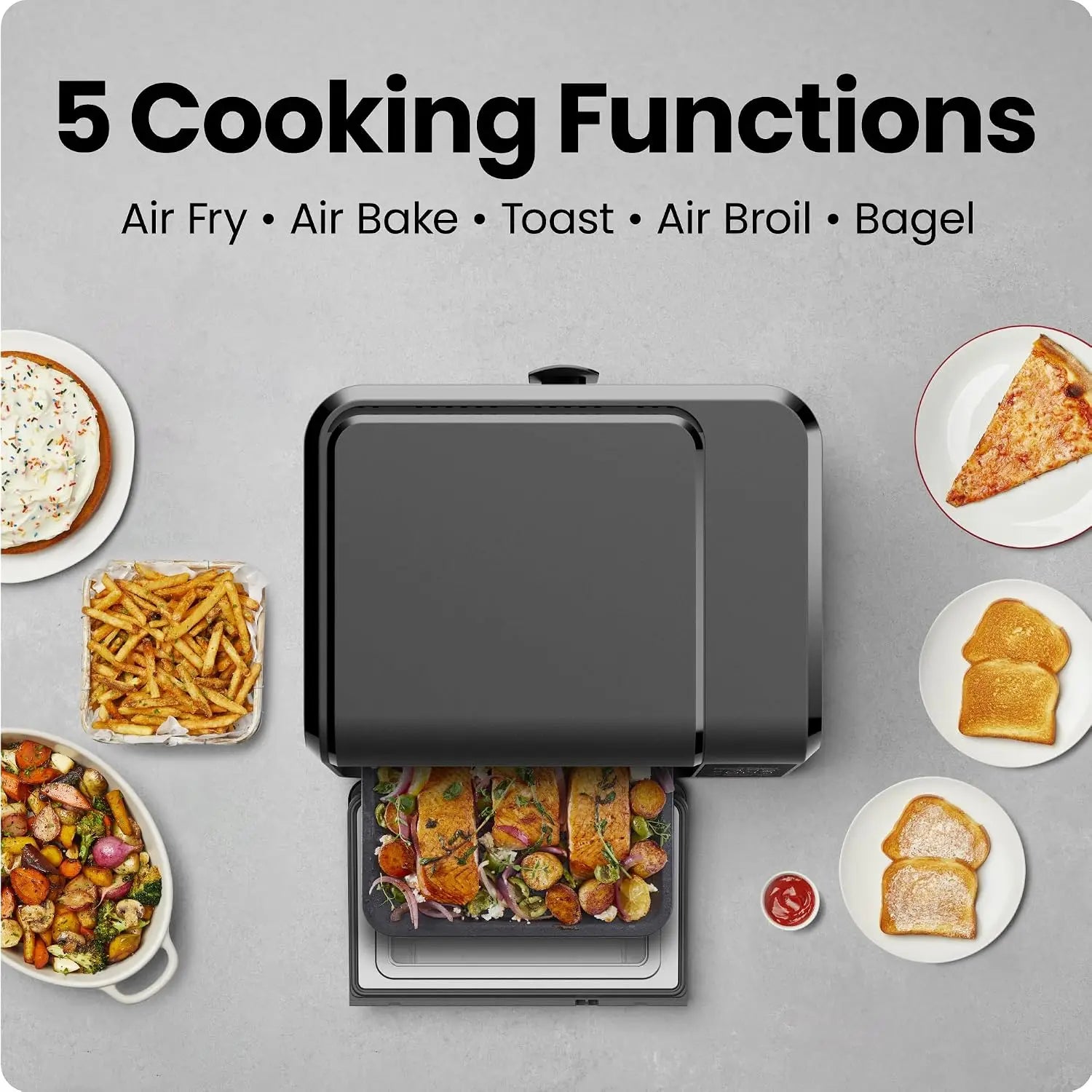 Air Fryer Toaster Oven Combo, Countertop Oven for Quick & Healthy Meals, Bake, Broil, Air Fry, Toast, and Bagel Functions