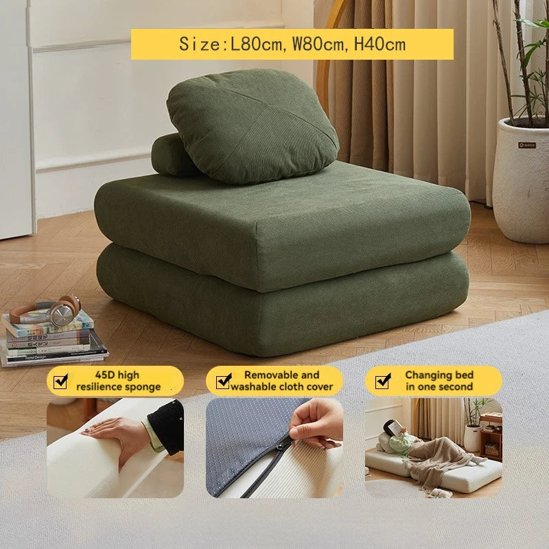 Fabric single, small-sized living room folding dual-use sofa, sofa bed