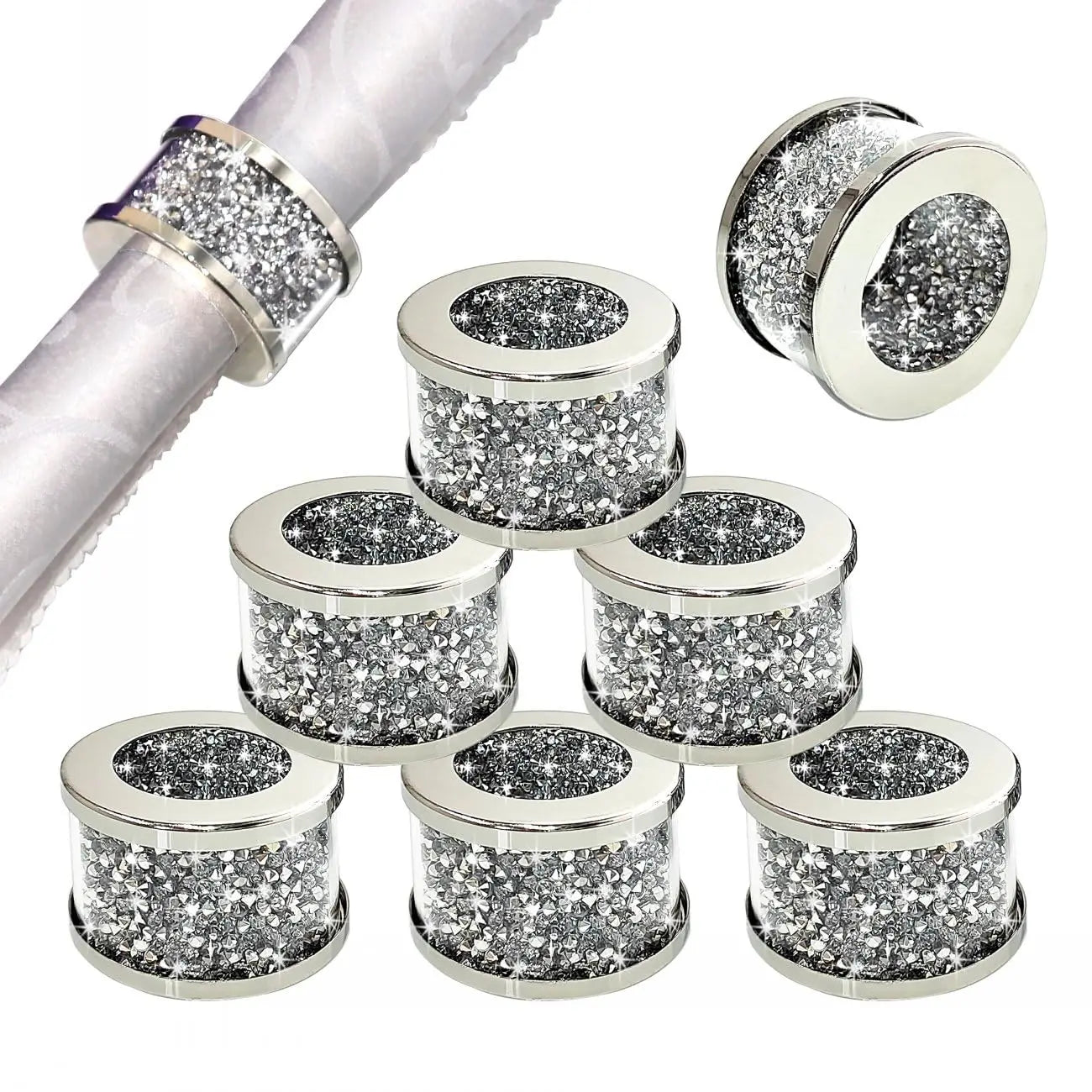 4/6/8 Pcs Crystal Glass Napkin Ring Bling Diamond Napkin Holder Set Christmas Thanksgiving Table Decorations Serviette Buckles