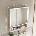 Nordic European Style LED Anti-Fog Wall Mount Smart Bathroom Mirror Cabinet