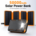 Mew 5V 50000mAh Solar Power Bank with Foldable Solar Panels and LED Flashlight for Camping, Hiking, Travel and Emergency Use
