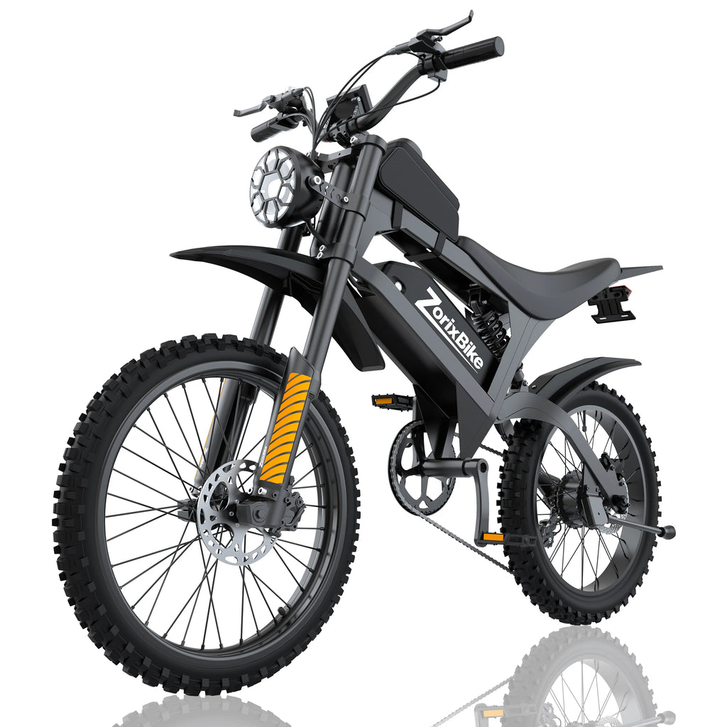 ZorixBike R8Max Adult Ebike 3000W Motor 35 MPH 48V 20Ah Lithium-Ion Battery 40-80 Mile Range Front 19"/ Rear 17"  Off-Road Tires
