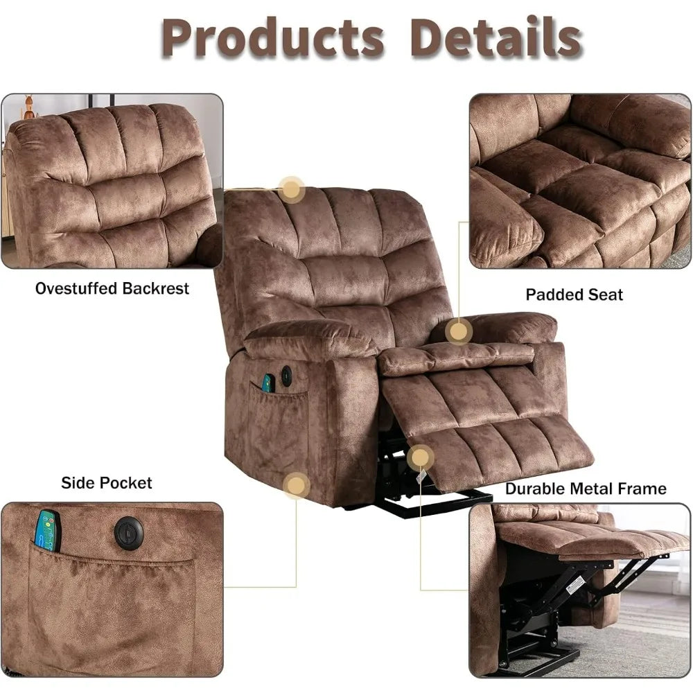 Large Power Lift Recliner Chairs with Massage and Heat for Elderly,