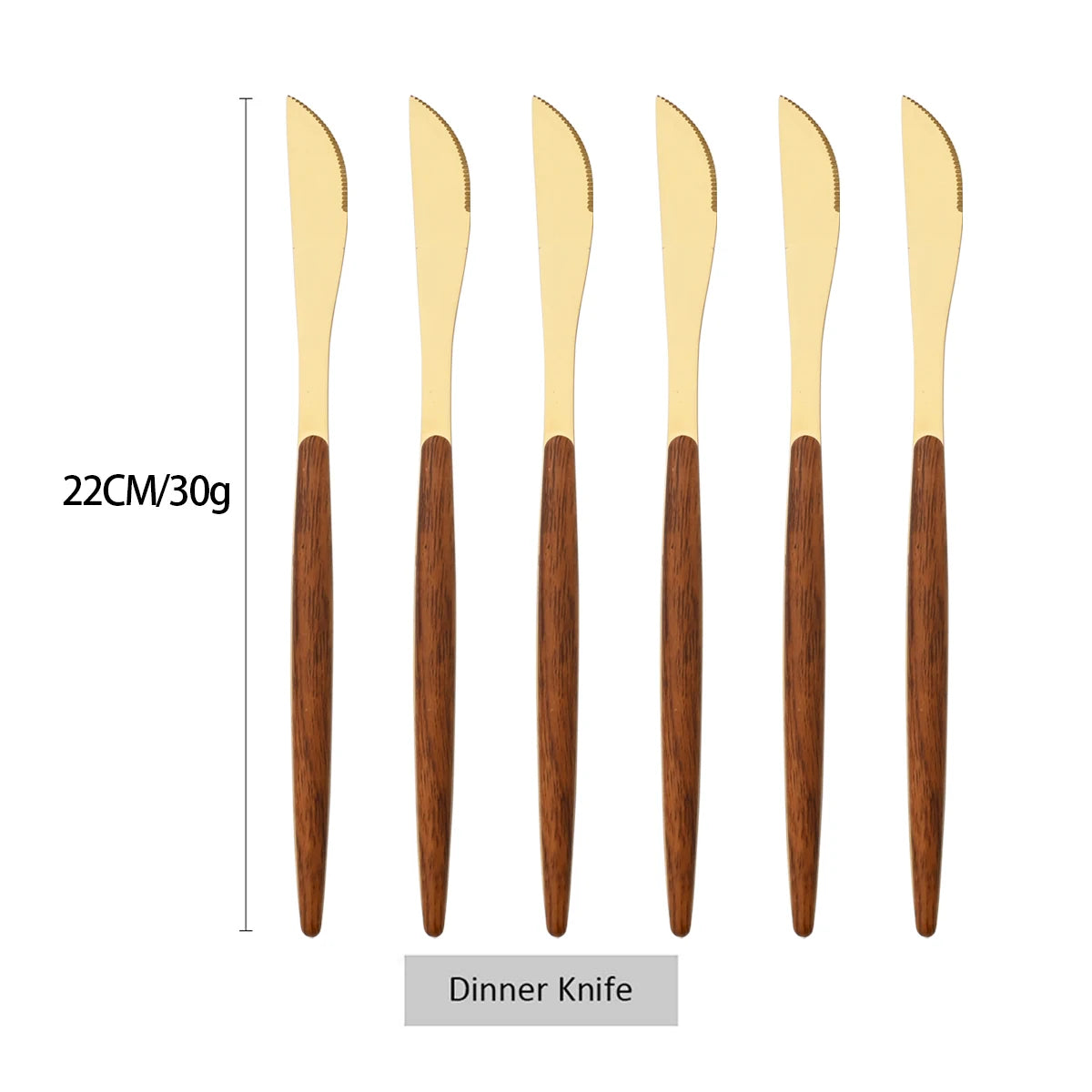 6/30Pcs Imitation Wooden Handle Cutlery Set Knife Cake Fork Coffee Spoons Tableware Stainless Steel Dinnerware Western Flatware