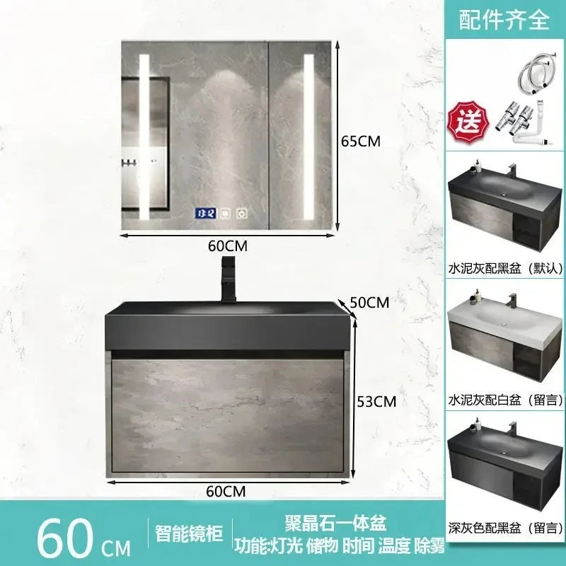 Modern Bathroom Cabinet, Smart Mirror, Integrated Washbasin Bathroom Vanity Cabinets with Sink