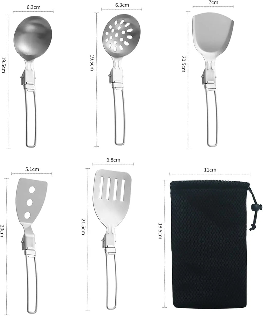Folding Spatula Spoon Shovel Food Turner, Stainless Steel Outdoor Camping BBQ Cooking Tableware