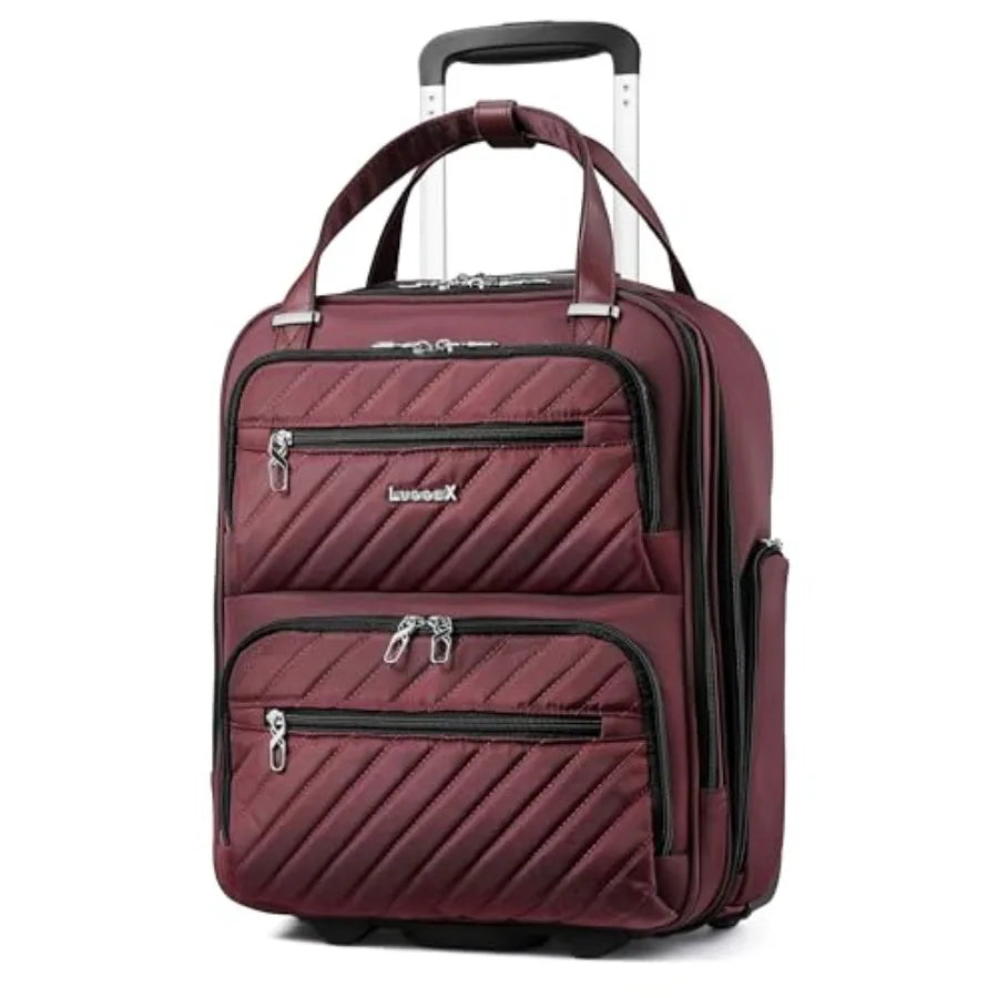 Underseat Carry On Luggage with Wheels, UDK Stylish Lightweight Under Seat Luggage, Soft Sided Personal Item Suitcase for Short