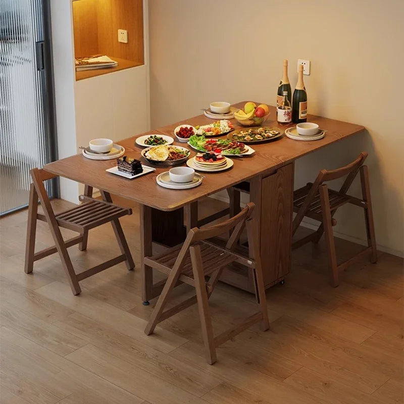 Folding Dining Table Set 6 Chairs, Luxury Modern Space Savers