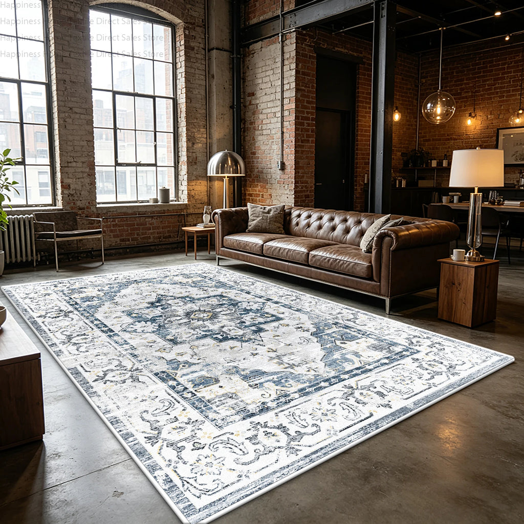 Retro Light Colored Living Room Persian Rug Bedroom Aesthetic Large Area Antiskid Washable Carpet Soft Fluffy Lounge Floor Mats