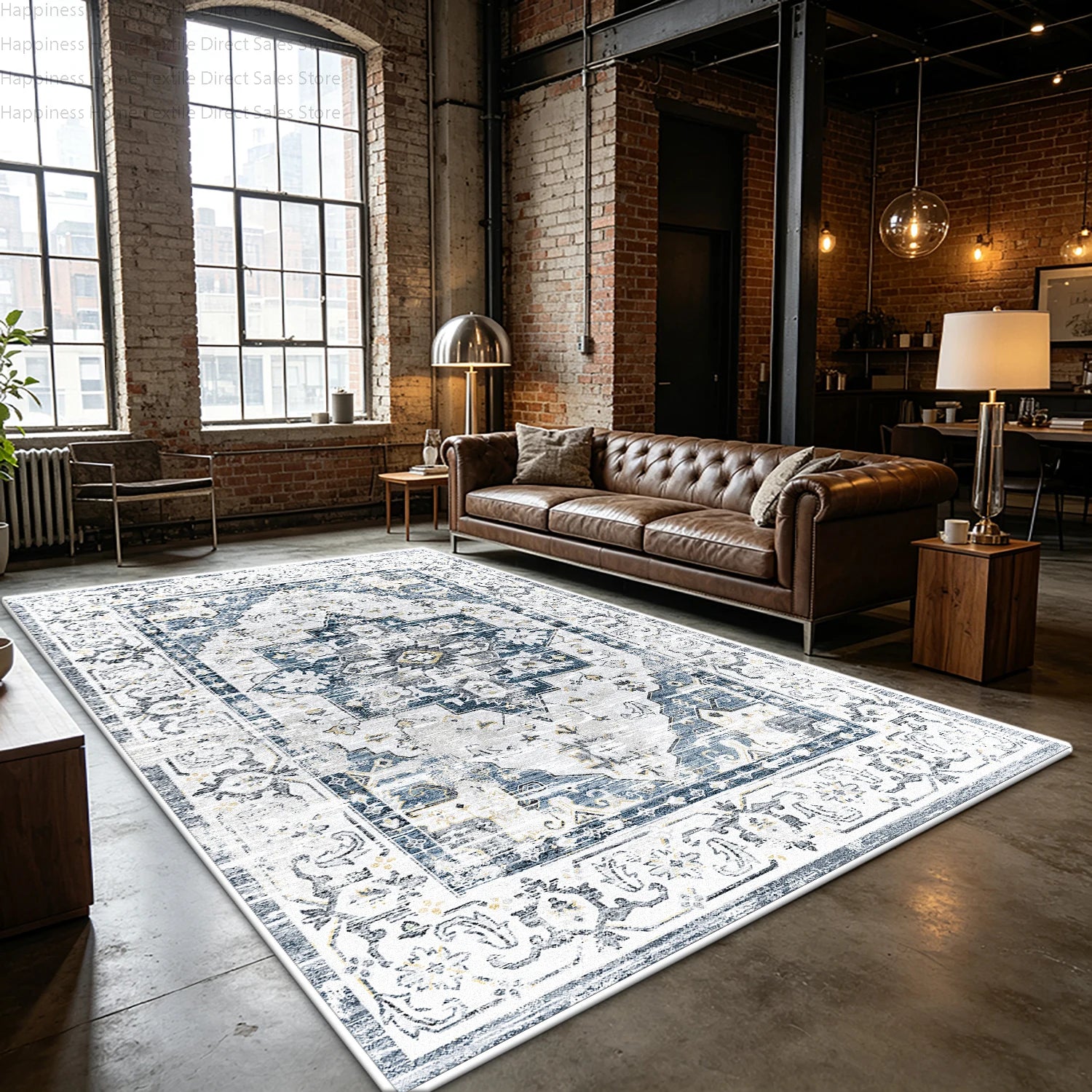 Retro Light Colored Living Room Persian Rug Bedroom Aesthetic Large Area Antiskid Washable Carpet Soft Fluffy Lounge Floor Mats