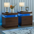 Cubehom Bedroom Nightstand Set of 2 LED Nightstand with 2 Drawers, Nightstand with LED Light