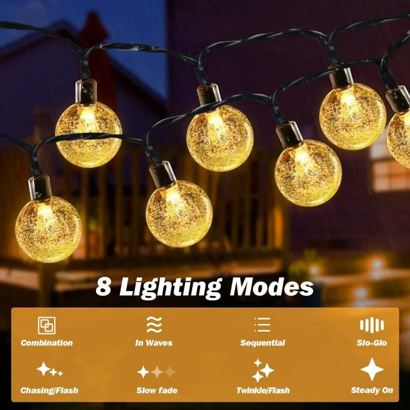 Outdoor Solar String Lights 60 LED Crystal Globe Lights