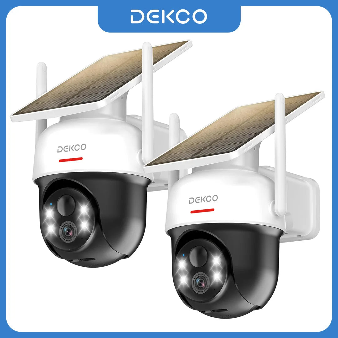 Dekco 2/4/6/8pcs Solar WiFi Camera, 3MP 100% Wire-Free 5000mAh Battery Two-way Audio Security Camera