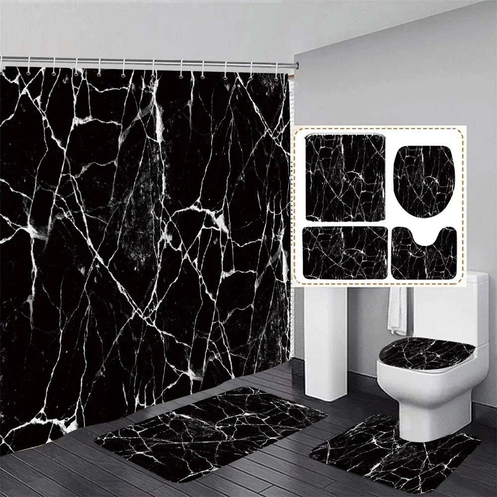Abstract Art Bathroom Decor Door Rug Bath Mat Toilet Lid Cover