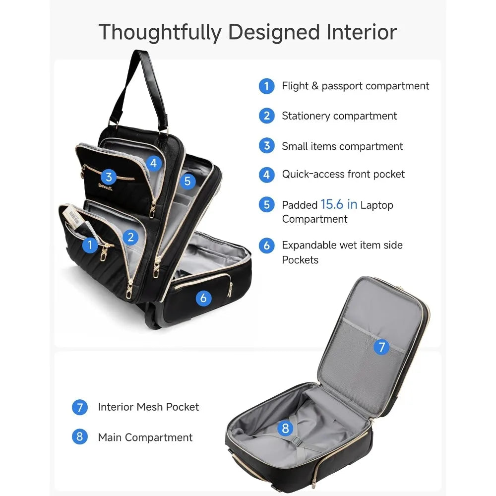 USA Stock Underseat Carry On Luggage with Wheels