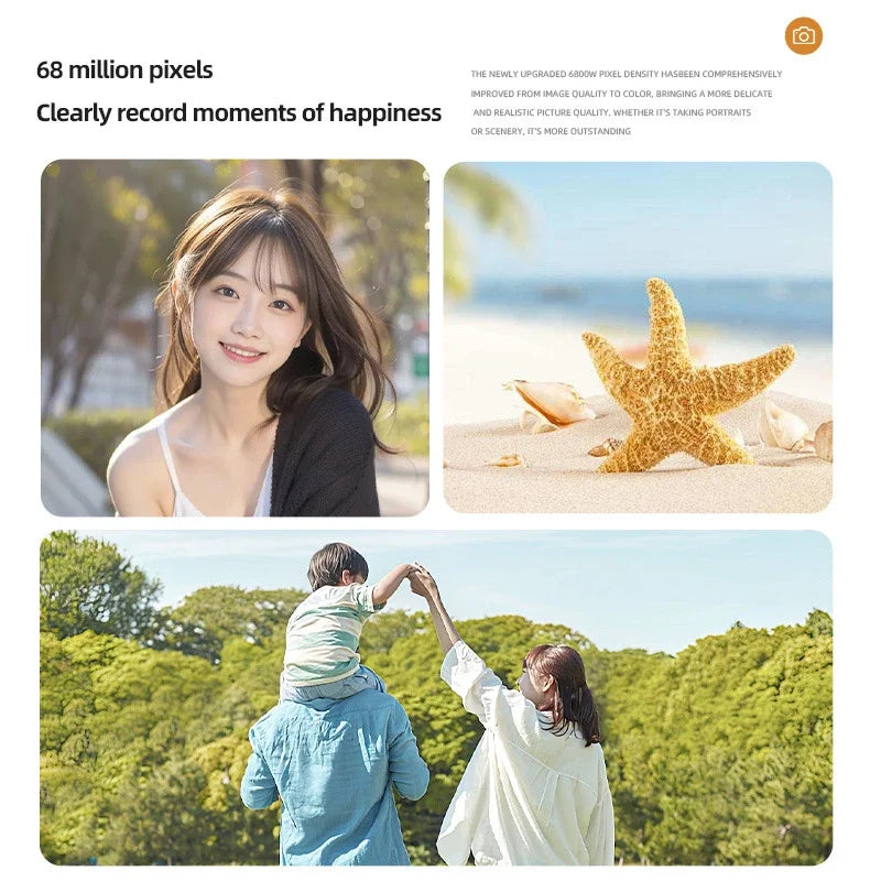 Lenovo 68MP Dual Lens CCD Digital Camera 4K WiFi Video Camera 16X Zoom Autofocus Anti-Shake Built-in Flash Portable Vlog Camera