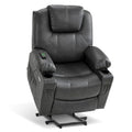 Electric Power Lift Faux Leather Recliner, Massage, Heat, 3 Positions, 2 Pockets, Cup Holder