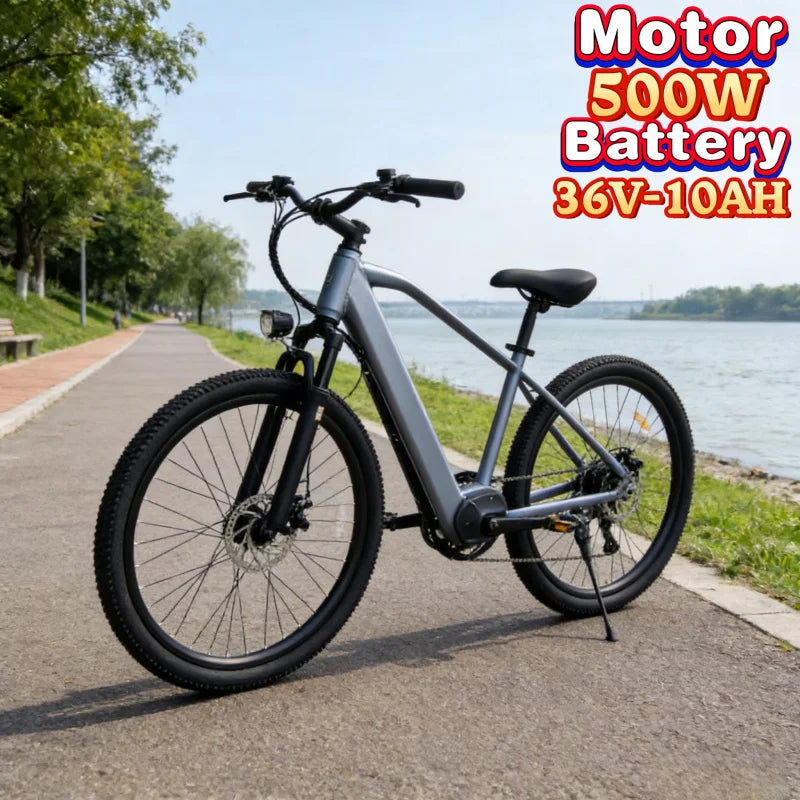 500W brushless motor electric bicycle, 36V10AH lithium battery adult electric scooter, 26-inch urban outdoor road E-Bike