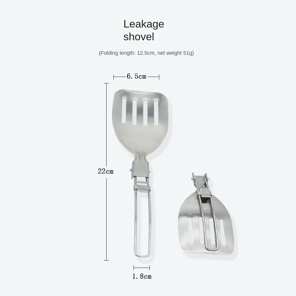 Folding Spatula Spoon Shovel Food Turner, Stainless Steel Outdoor Camping BBQ Cooking Tableware