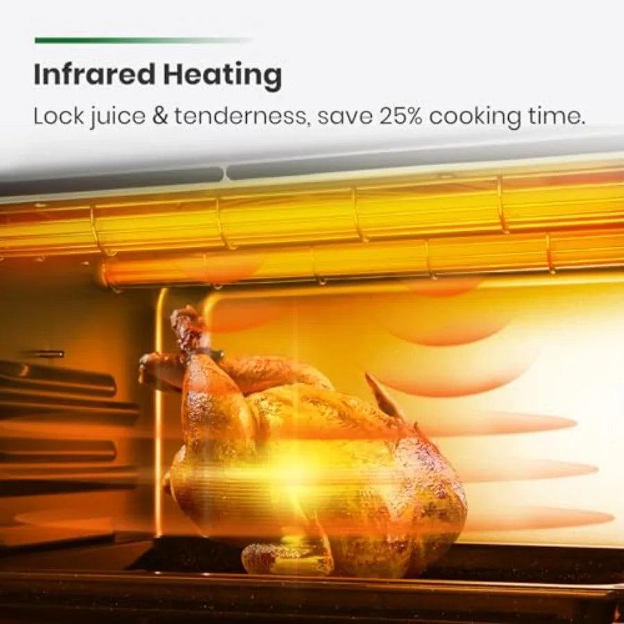 Infrared Heating Air Fryer Toaster Oven Extra Large Countertop Convection Oven 10-in-1 Combo 6-Slice Toast Enamel Baking Pan Ea