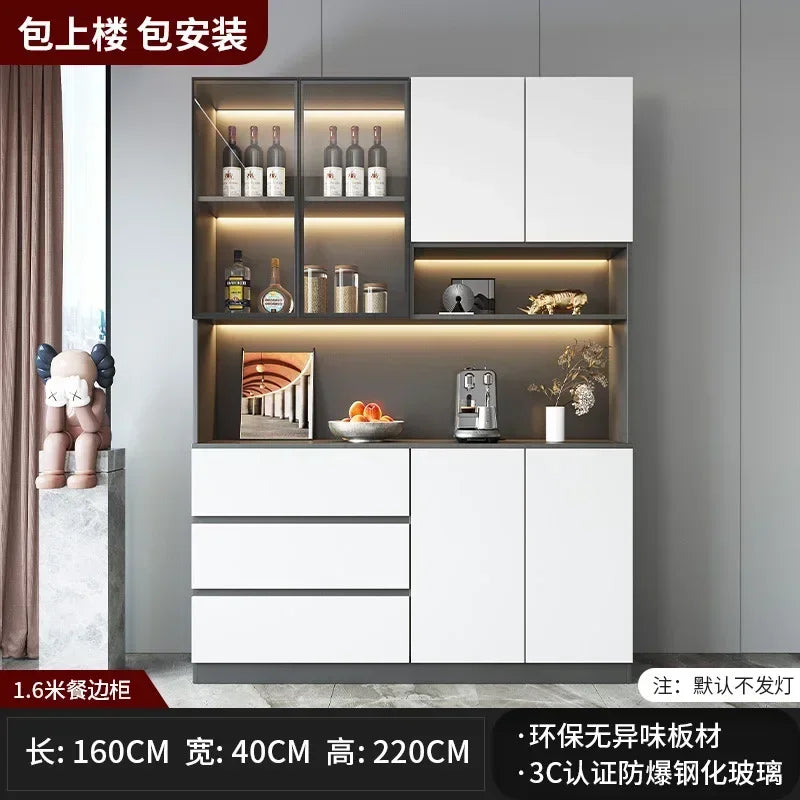 Large Modern Kitchen Pantry with Glass Doors and Drawers, Sideboard Buffet