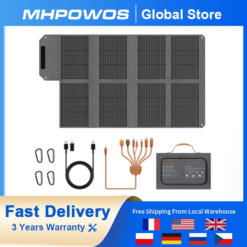 MHPOWOS 120W 80W 40W Portable Solar Panel, High Efficiency Foldable Solar Charger,