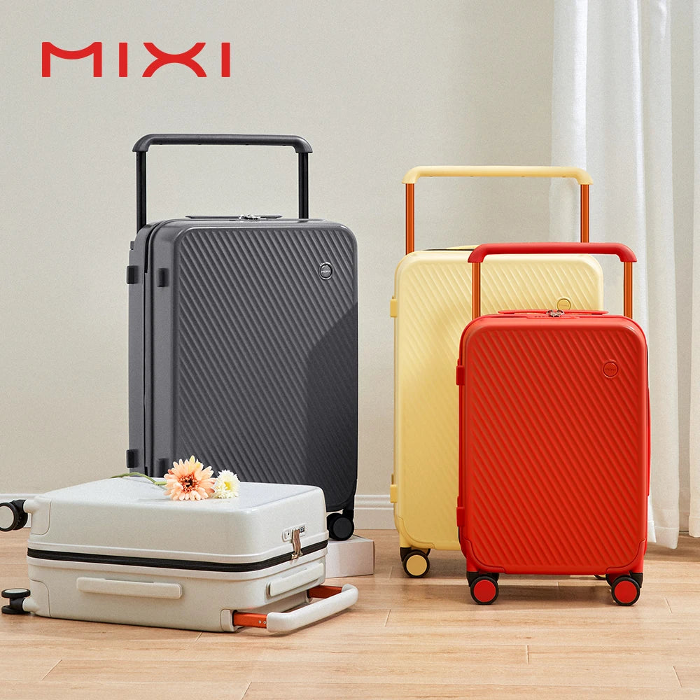 Mixi Gorgeous Wide Handle Suitcase 24" Travel Luggage Rolling Wheels Women Men 20" Carry On Cabin Hardside Patent Design