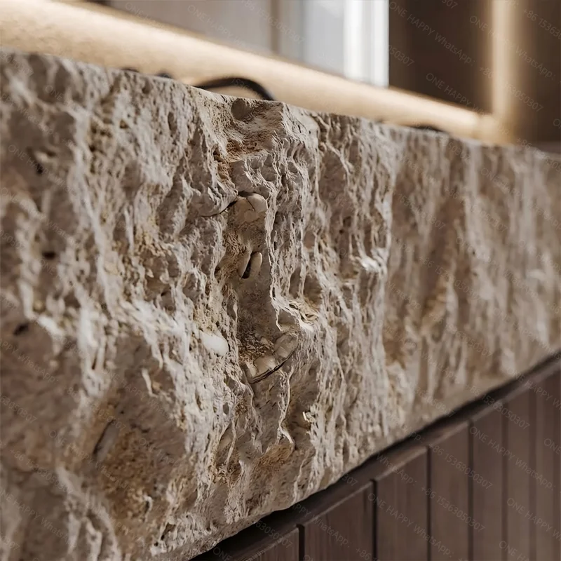 Any Size Custom Vintage Travertine Double Undermount Sink Luxury Natural Stone Bathroom Vanity Cabinet Villa Home Furniture High
