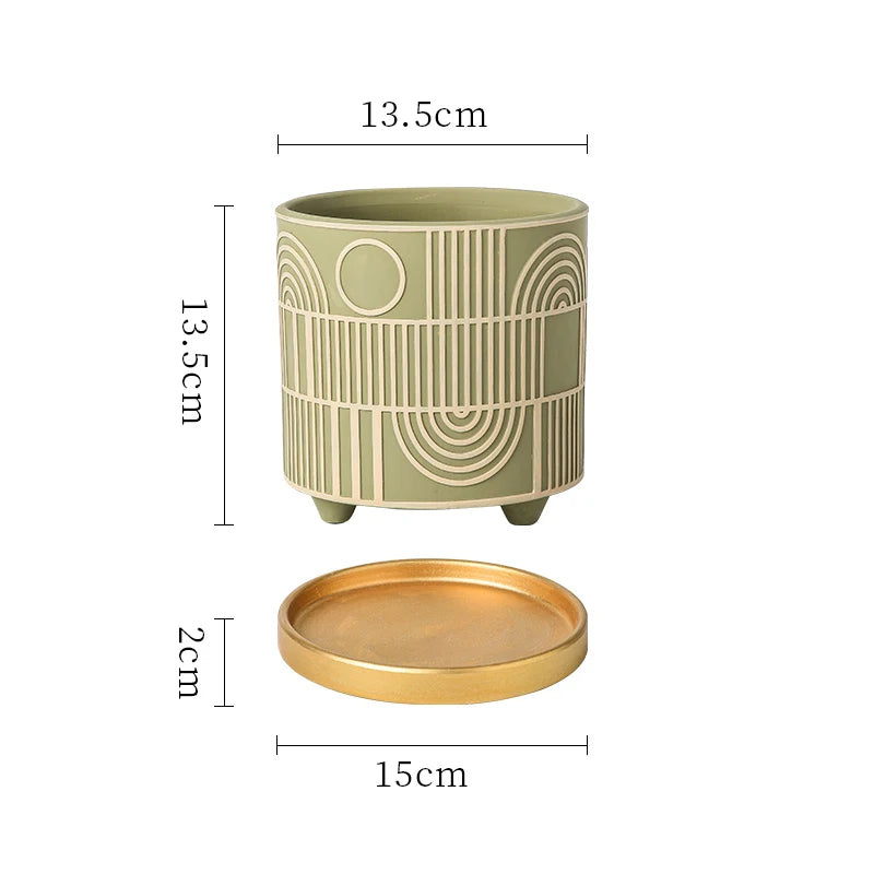 Simple Cylindrical Ceramic Flower Pot,, Succulent Plant Potted Garden Decoration
