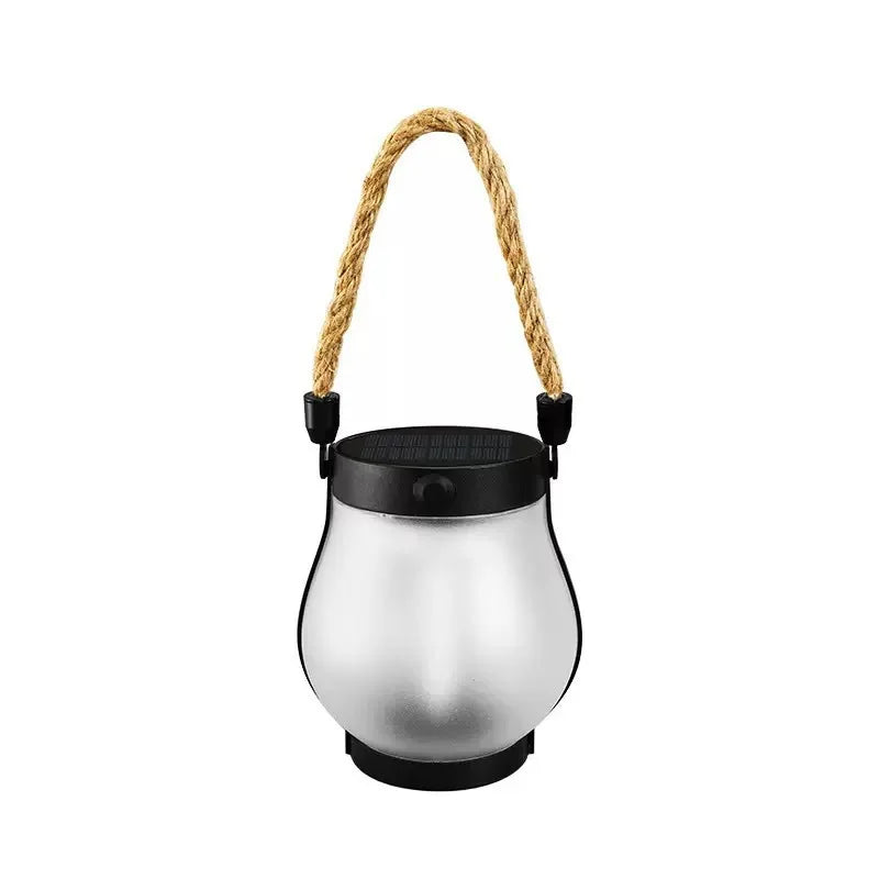 Solar Flame Rope Lantern Type-C Fast Charging Waterproof Hanging Lamp with Flickering 3D Flame for Garden Patio Camping Decor