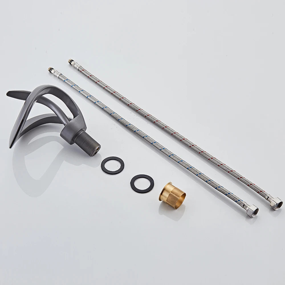Bathroom White/Gray/Black Aluminum Alloy Single Handle Faucet