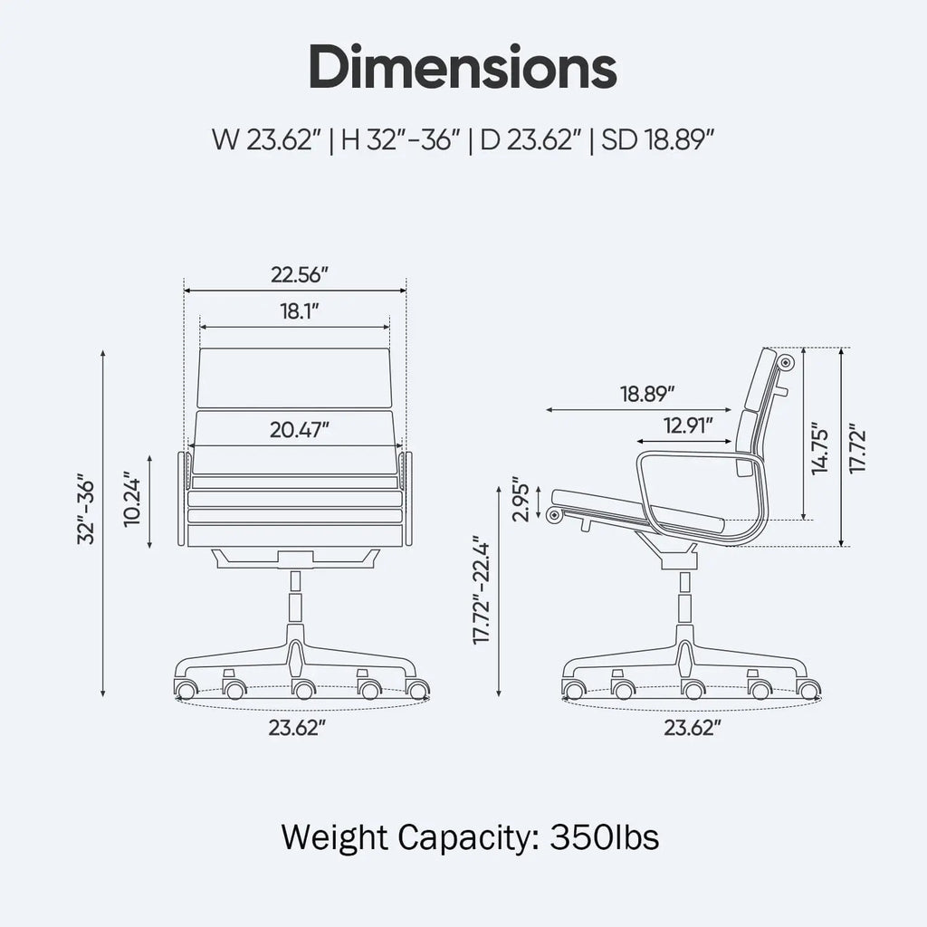 Mid Back White Soft Pad Office Chair Genuine Leather Executive Desk with Lumbar Support Ergonomic Computer Chair