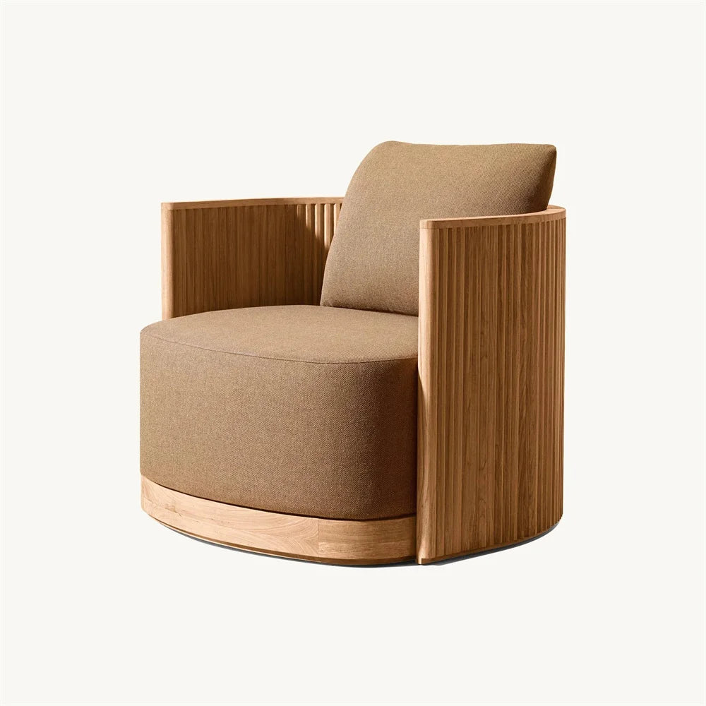 Outdoor patio teak sectional sofa set, Waterproof fabric sofa, table and chair covers, wood frame