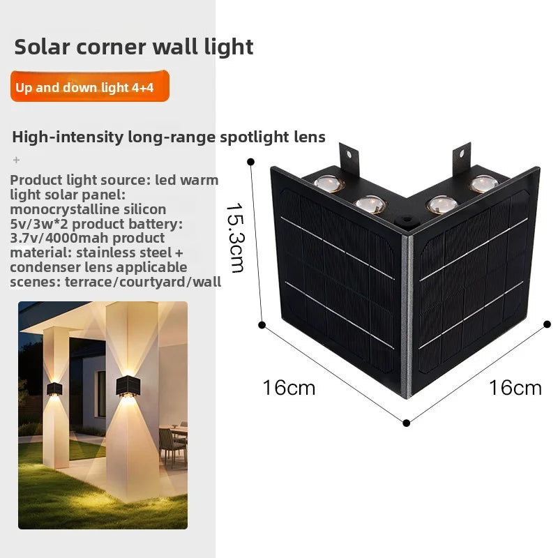 Outdoor Solar Wall Washing Lights For The Courtyard For The Gates And Pillars Of The Villa On The Corners And Corners Of The Wal
