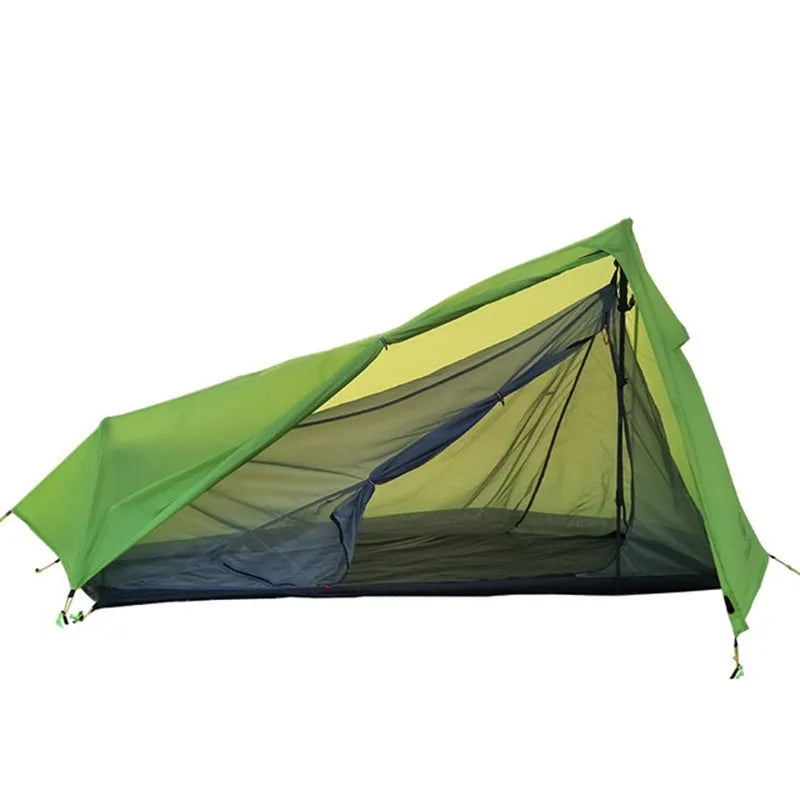 Outdoor Camping Single Person Tent, Ultralight Double Layers 15D Silicone Coated No Poles Tent