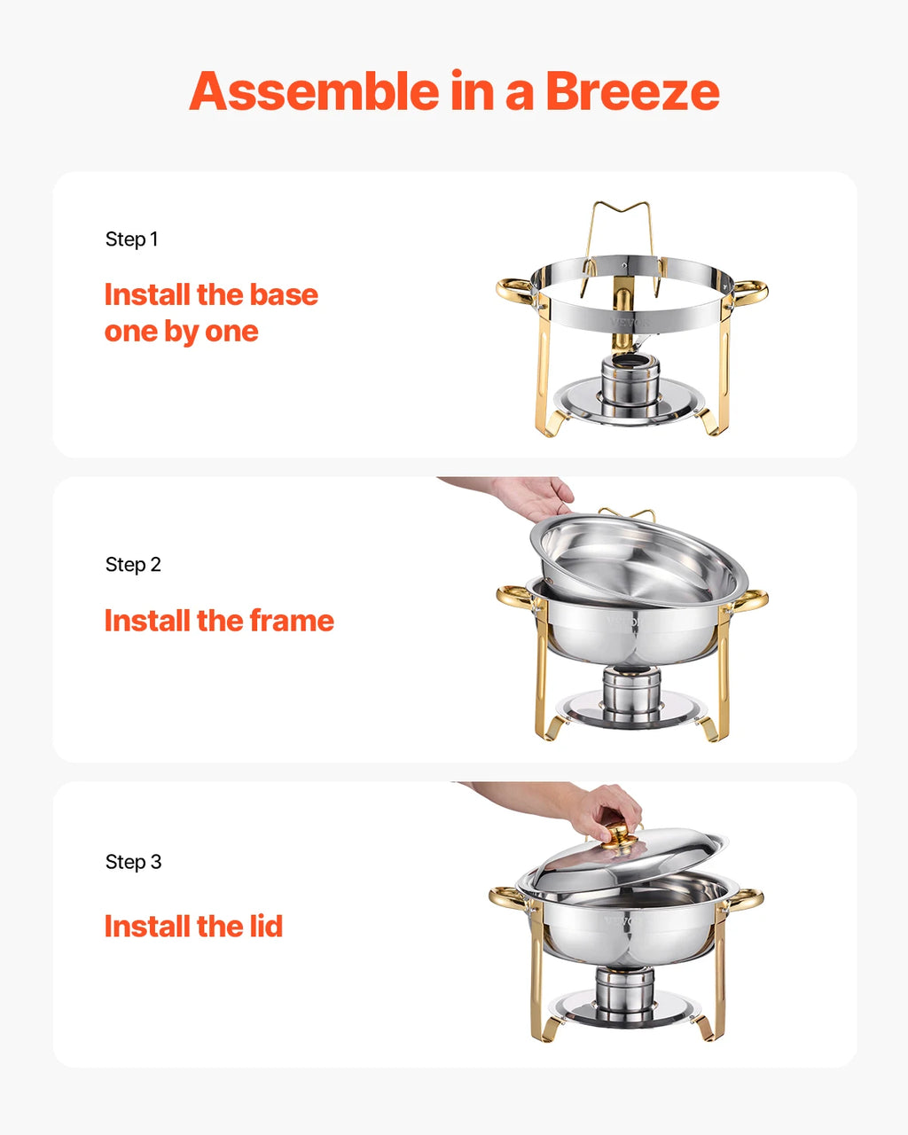 SucceBuy 4 Pack Stainless Steel  Chafing Dish Buffet Set