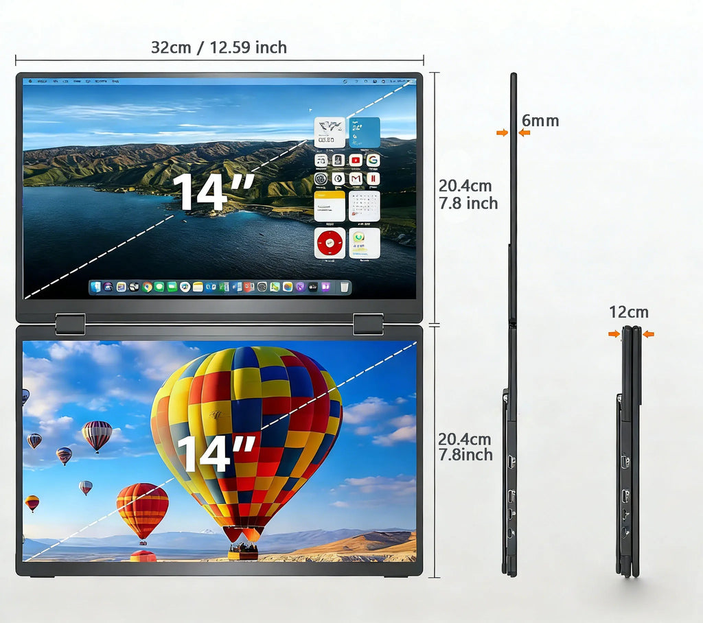 14''Folding Stacked Dual Monitors