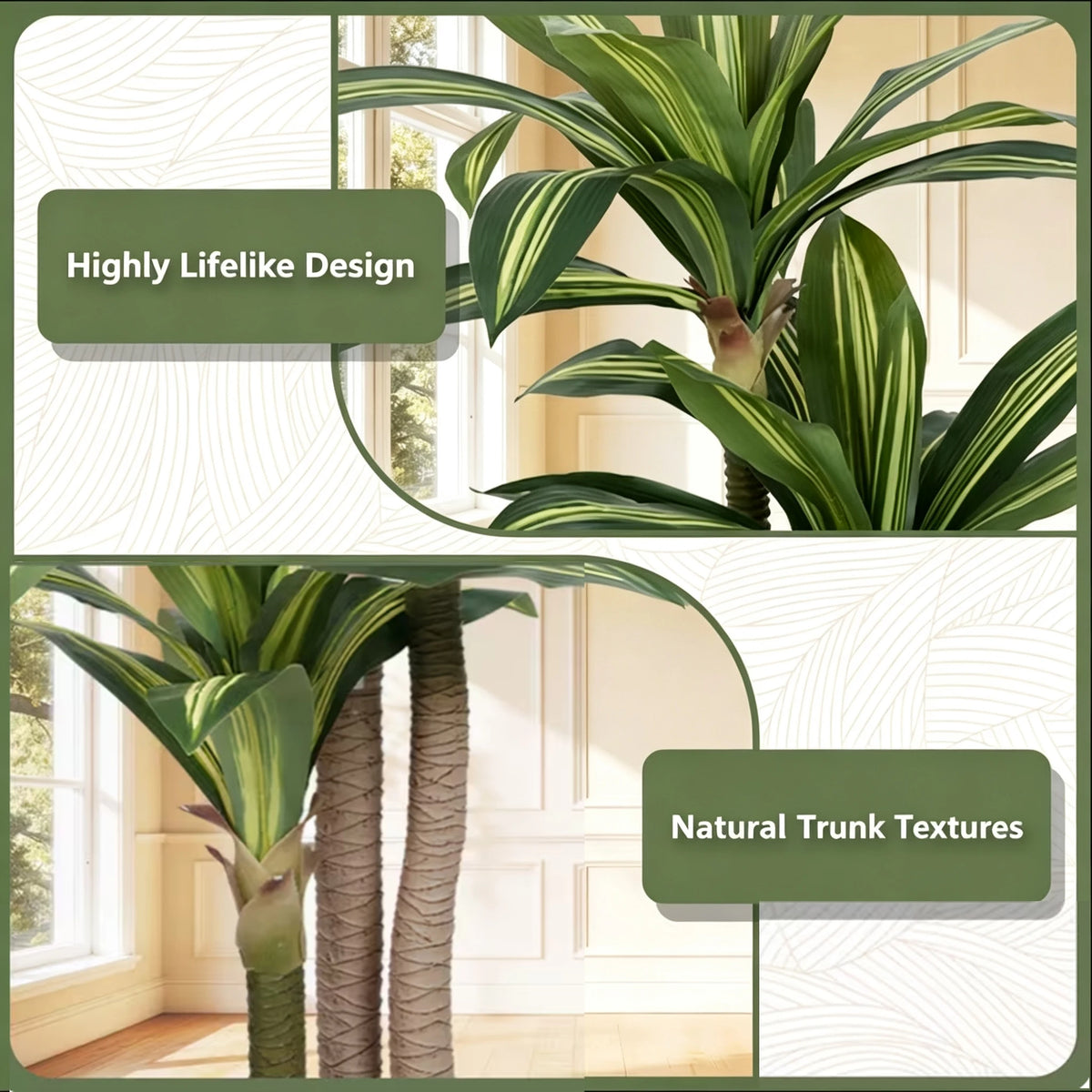 4ft/5ft/6ft Artificial Dracaena Tree in Pot