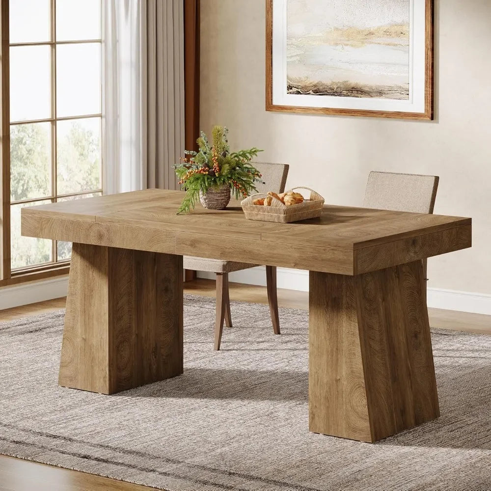 55-Inch Dining Table for 4-6, Rectangular Dining Room Table with Sturdy Legs,