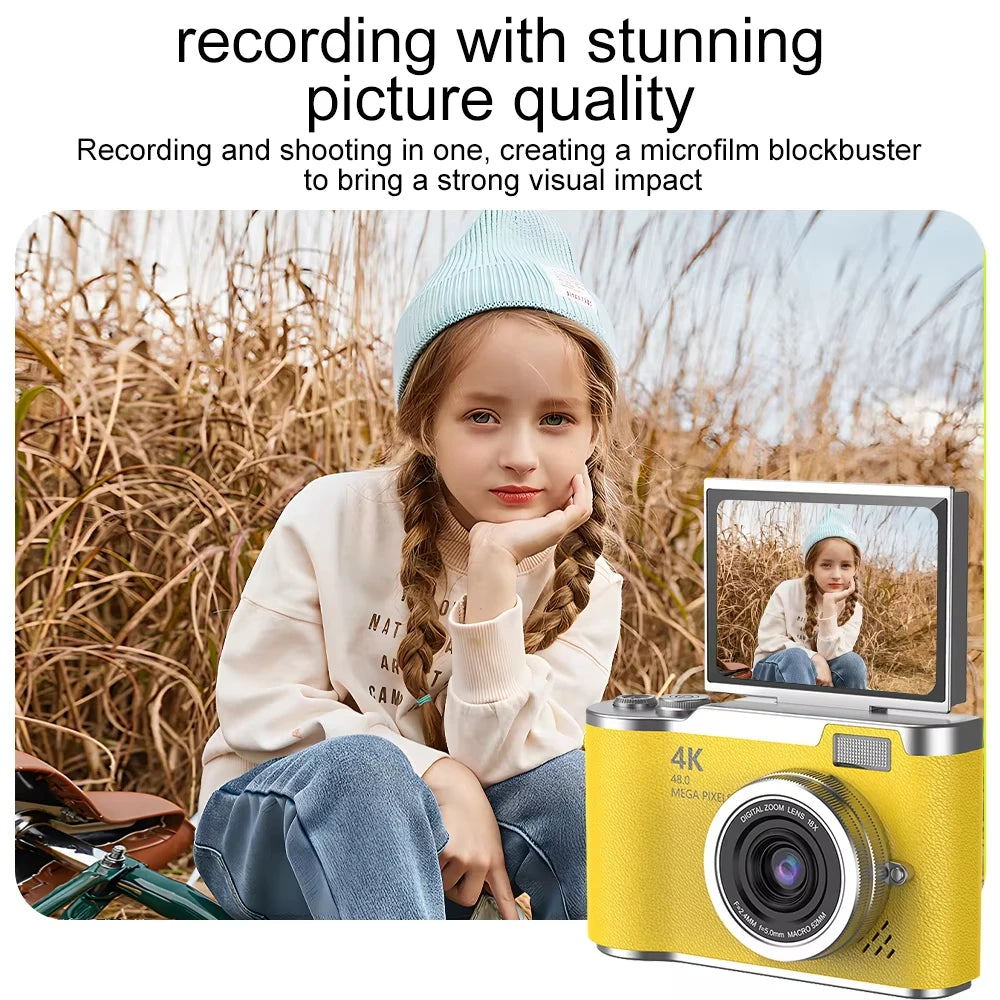Lenovo 8X Digital Zoom Student Digital Camera, 48MP Portable Digital Photography Camera, 180° Flip Screen Selfie Camera