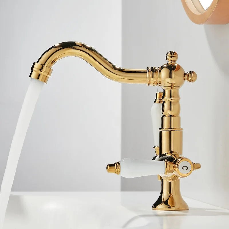 Basin Faucets, Gold Brass Bathroom Faucets