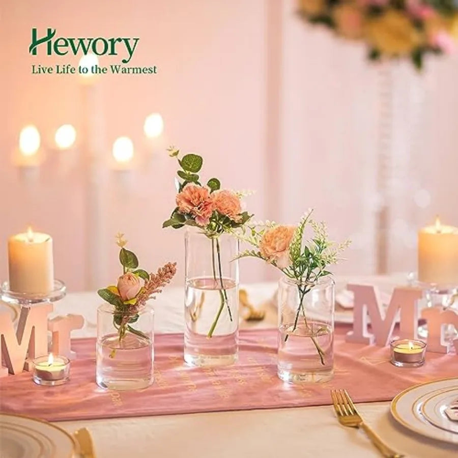 Small Glass Bud Vases for Centerpieces 24pcs Clear Blown Single Flower Vases Bulk, Modern Mini Cylinder Vase Set for Wedding An