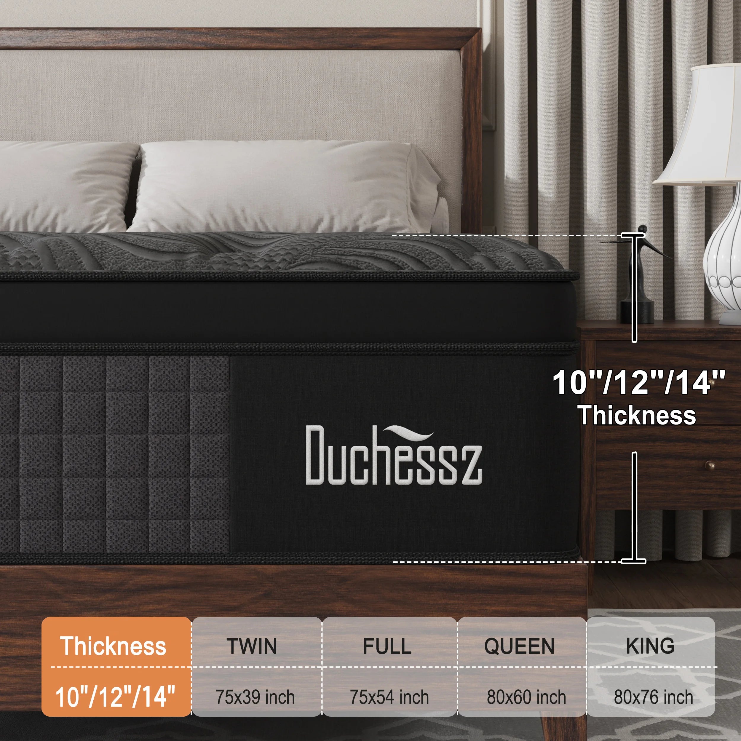 10"12"14"Twin, Full, Queen, King Size Gel Memory Foam Pocket Spring Hydird Mattress In A Box, Medium Firm