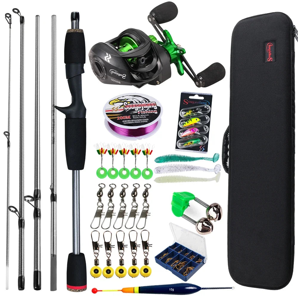 Sougayilang Baitcasting Fishing Rod and Reel Combo, 5Section Fishing Rod and 7.2:1 Gear Ratio Reel Full Kit