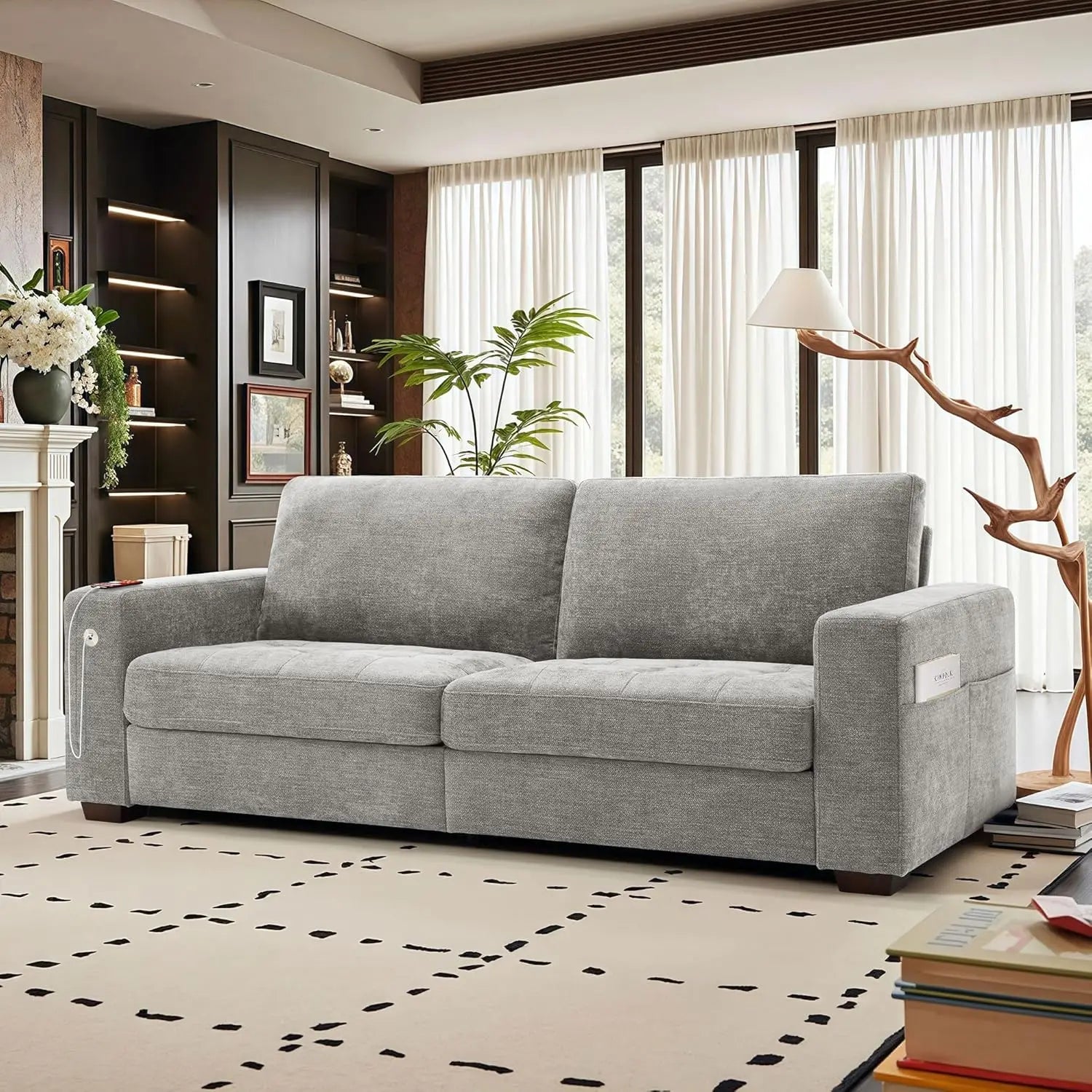 89" Sofa for Living Room, Modern Comfy Sofa with Medium Firm Seat Cushion, Removable Cover, Wide Armrest,