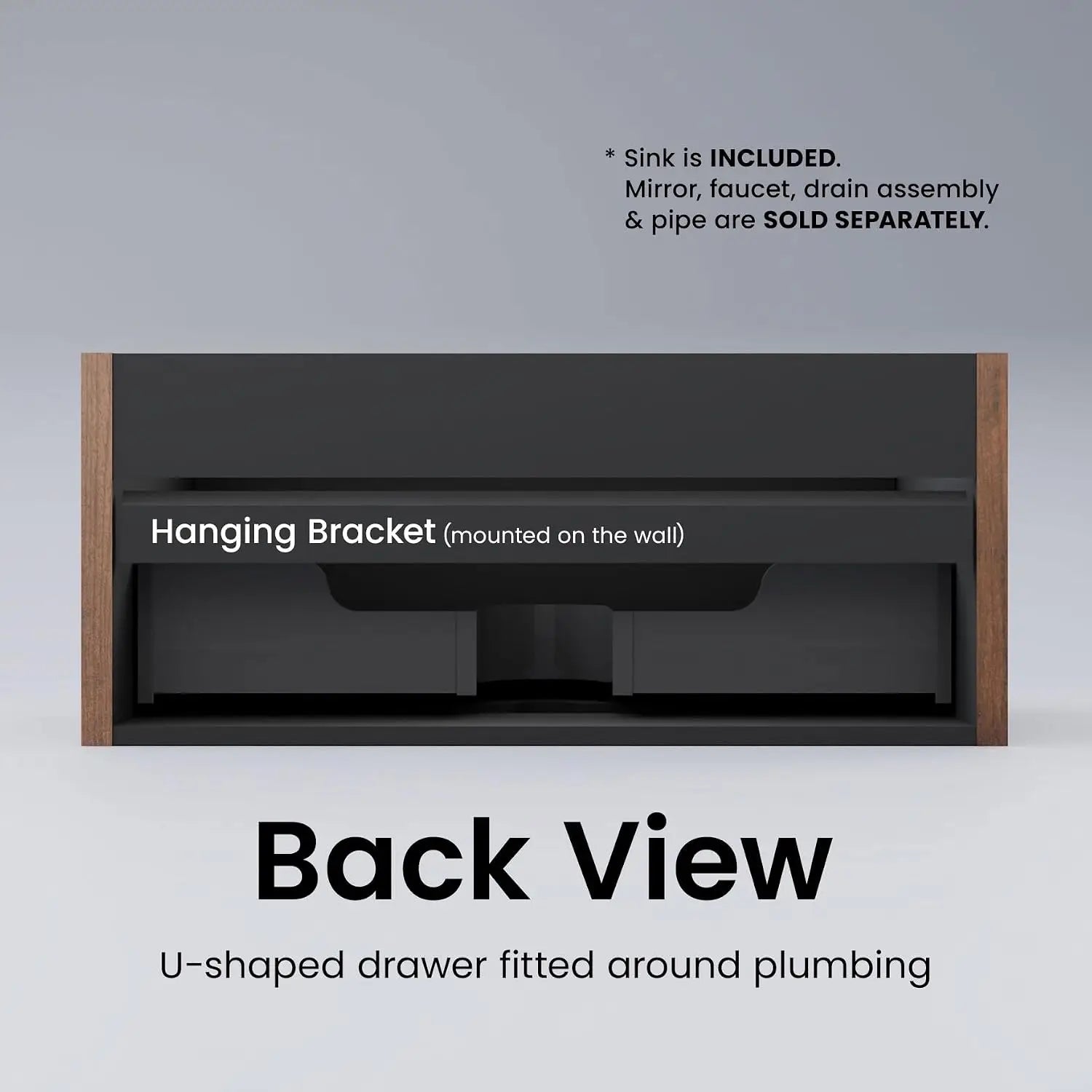 36" Modern Floating Vanity with Push Open Soft Close Drawer, Large Storage