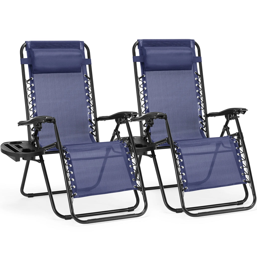 JHK Zero Gravity Portable Recliner Camping Patio Outdoor Garden Lounge Chair with Cup Holder, Trays, Adjustable Pillow